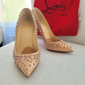 Christian Louboutin Follies Nude Spiked Heels